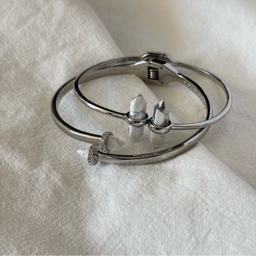 Rebecca Minkoff howlite hinged cuff bracelets boho - Picture 2 of 7